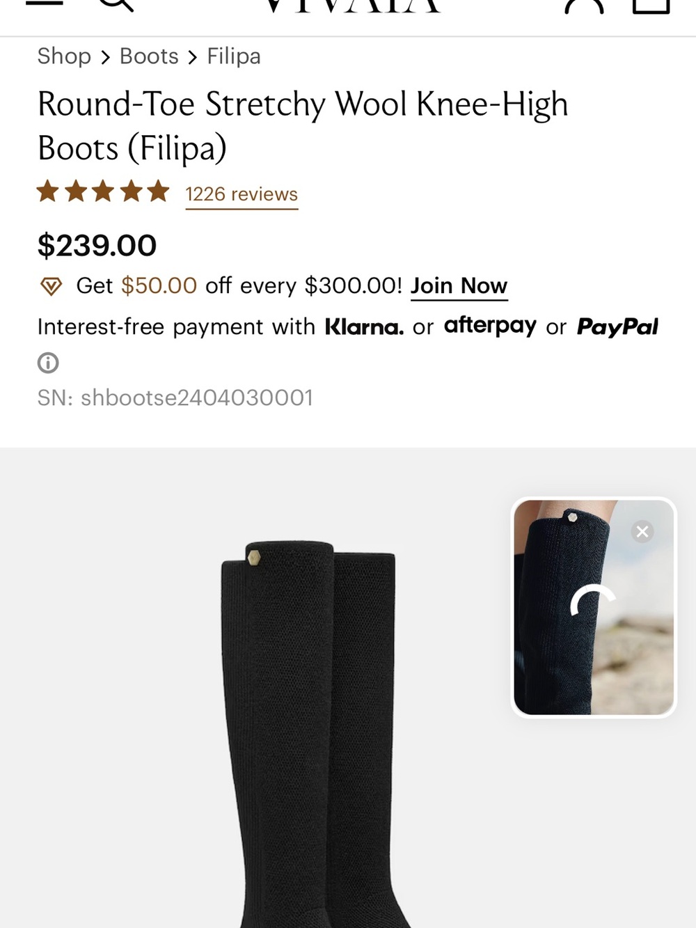 Filipa Over-The-Knee Stretch Wool Boots — Black